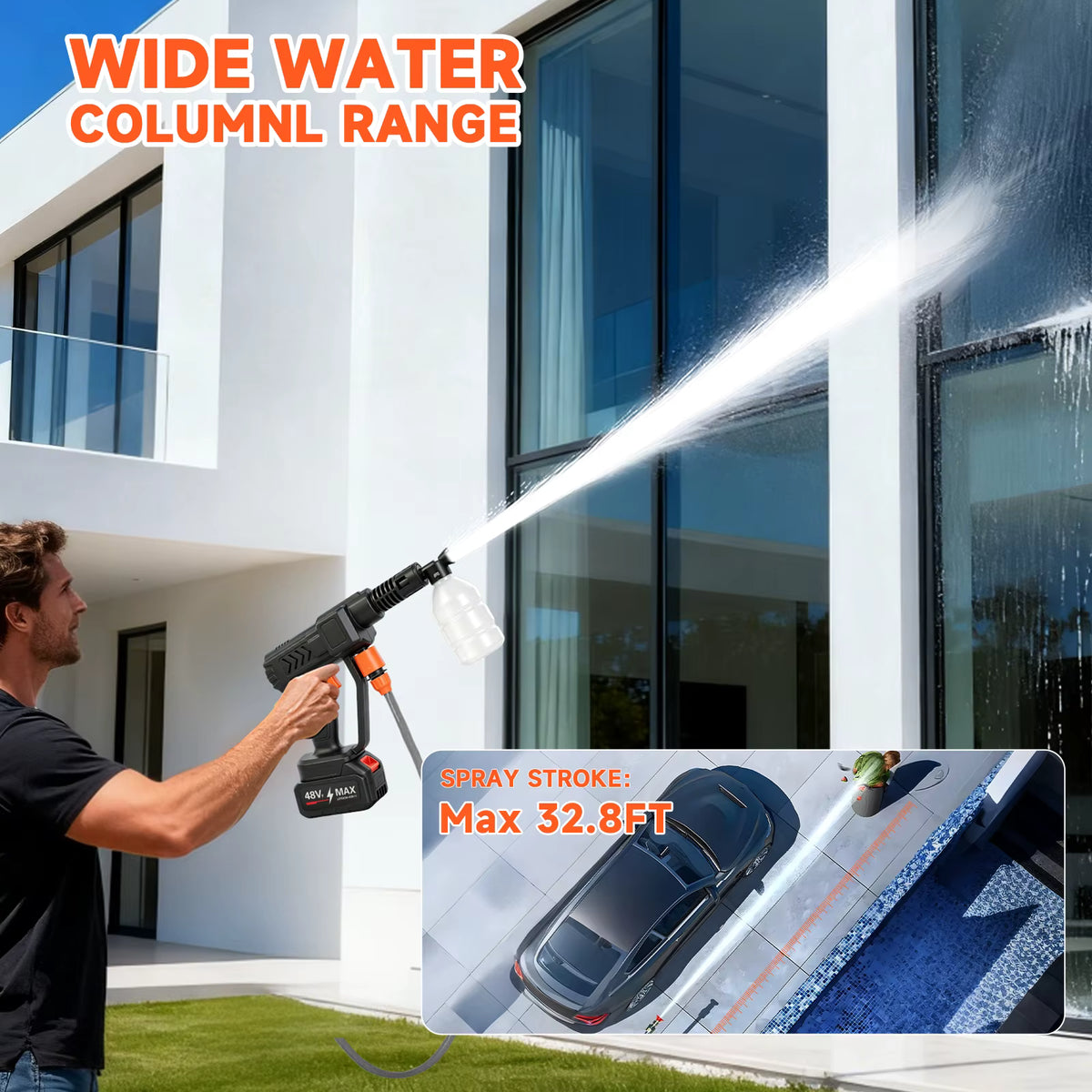CarVexo™ 900 PSI Cordless Pressure Washer, 2 Batteries, 6-in-1 Nozzle