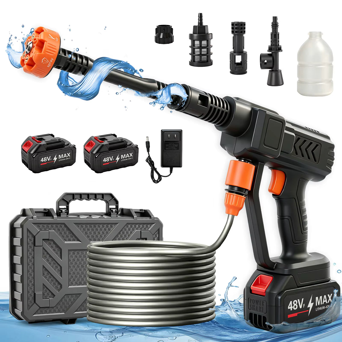 CarVexo™ 900 PSI Cordless Pressure Washer, 2 Batteries, 6-in-1 Nozzle