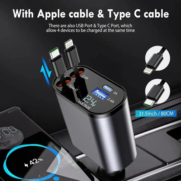 CarVexo™ 120W 4-in-1 Fast Car Charger with Starry Sky Light ✨