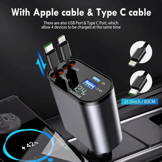 CarVexo™ 120W 4-in-1 Fast Car Charger with Starry Sky Light ✨