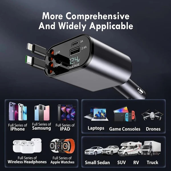 CarVexo™ 120W 4-in-1 Fast Car Charger with Starry Sky Light ✨